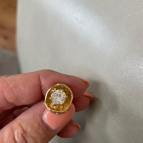 Diamond Essence 14k solid cufflinks simulated Diamond solitaire - Picture 7 of 12